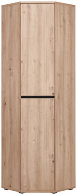Eckschuh- und Mehrzweckschrank aus Holz in Frontansicht