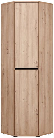 Eckschuh- und Mehrzweckschrank aus Holz in Frontansicht