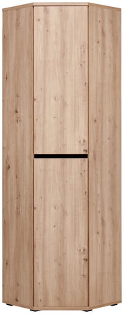 Eckschuh- und Mehrzweckschrank aus Holz in Frontansicht
