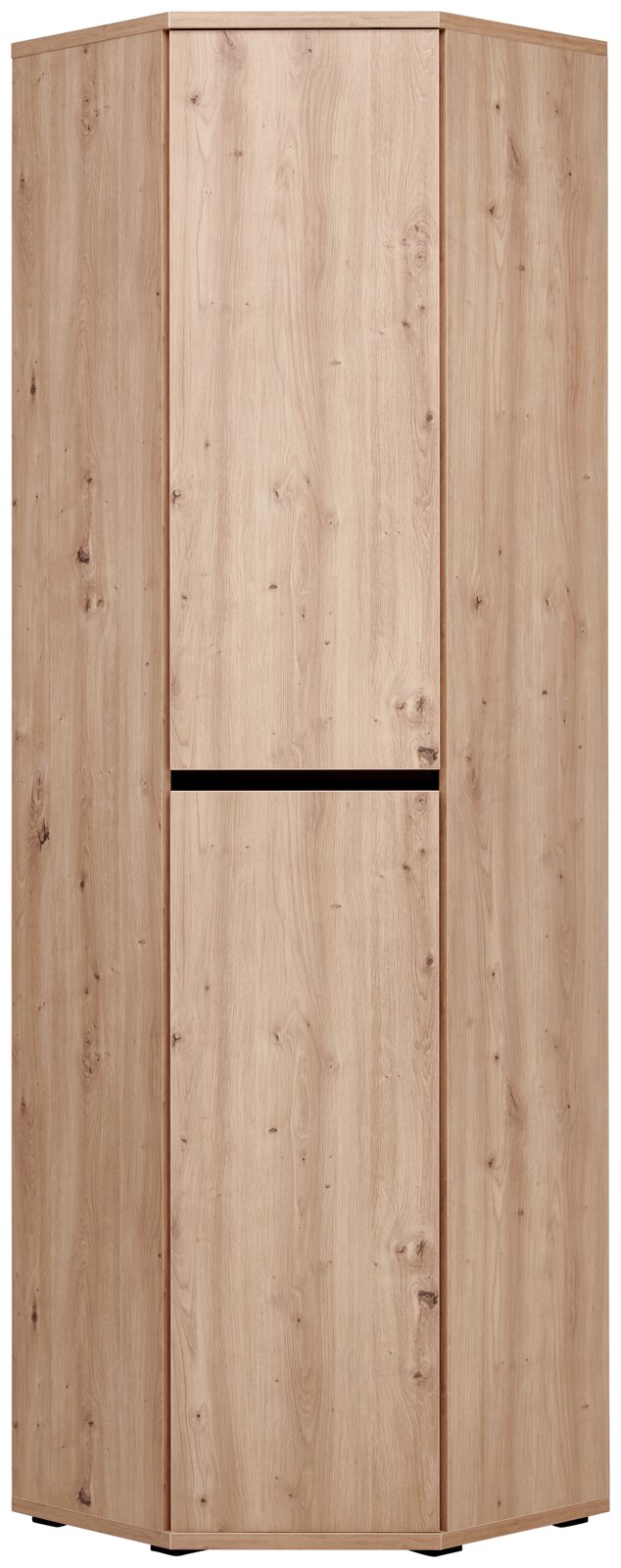 Eckschuh- und Mehrzweckschrank aus Holz in Frontansicht