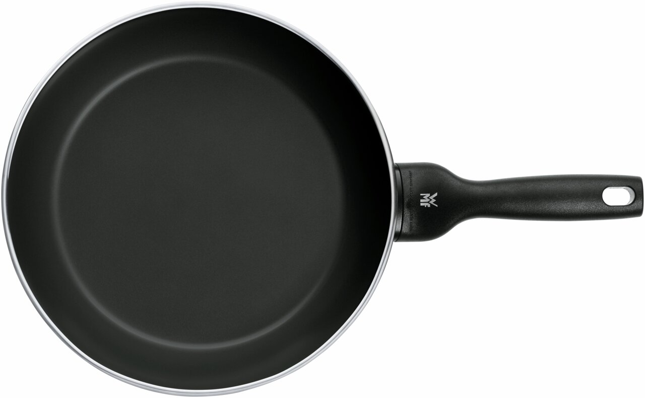 CERADUR PROFI-pan, gezien van bovenaf, met zwarte antiaanbaklaag en ergonomische handgreep