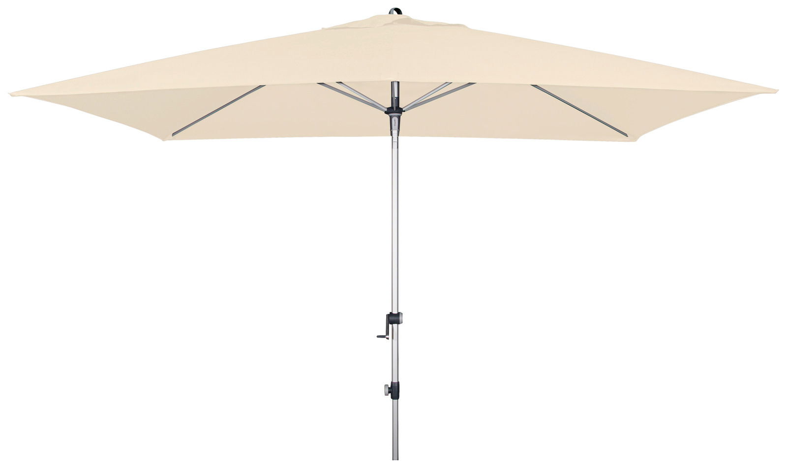 Beiger Kurbelschirm 300x200 cm von Doppler, seitliche Ansicht