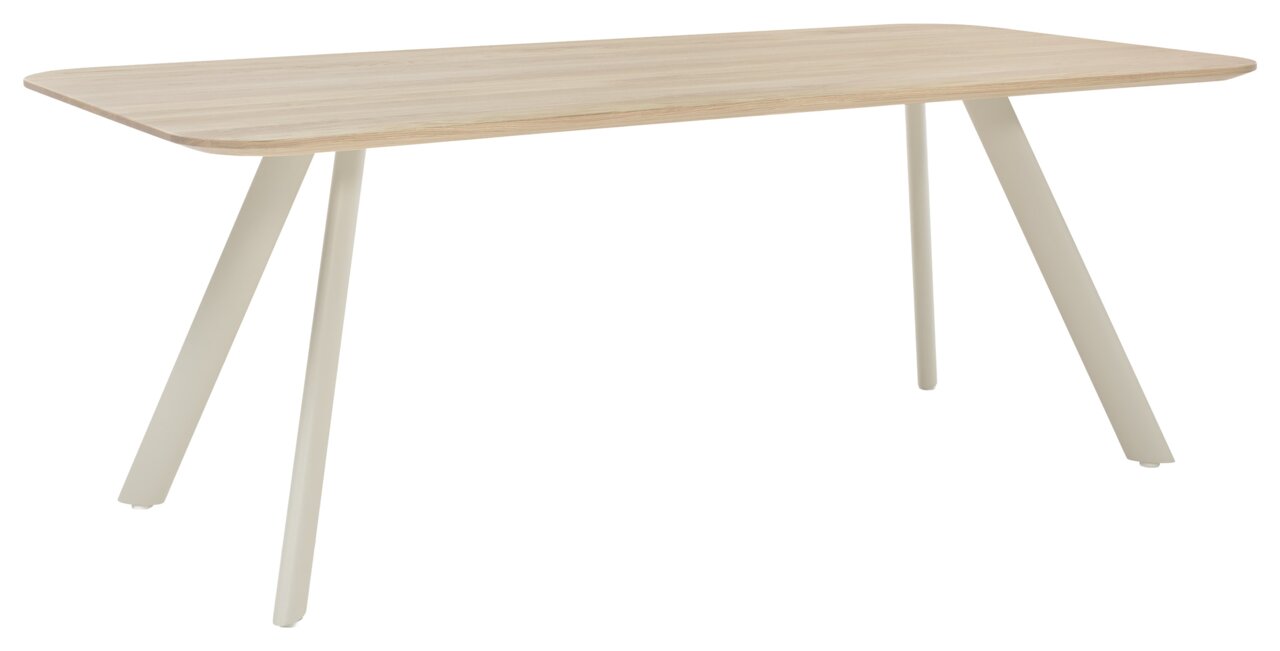 Musterring Esstisch MR JUSTB! Moderner Esstisch aus Holz mit schrägen Metallbeinen, seitliche Perspektive