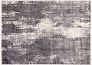 Moderner Designer-Teppich in Grau- und Weißtönen mit abstraktem Muster, Draufsicht