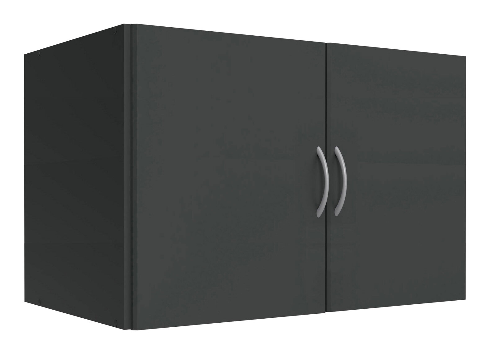XORA Hängeschrank MULTIRAUMKONZEPT Grauer Hängeschrank mit zwei Türen und silbernen Griffen, seitliche Perspektive