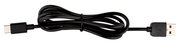 Schwarzes USB-Kabel mit USB-A- und USB-C-Stecker, von oben fotografiert.