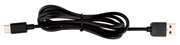 Schwarzes USB-Kabel mit USB-A- und USB-C-Stecker, von oben fotografiert.