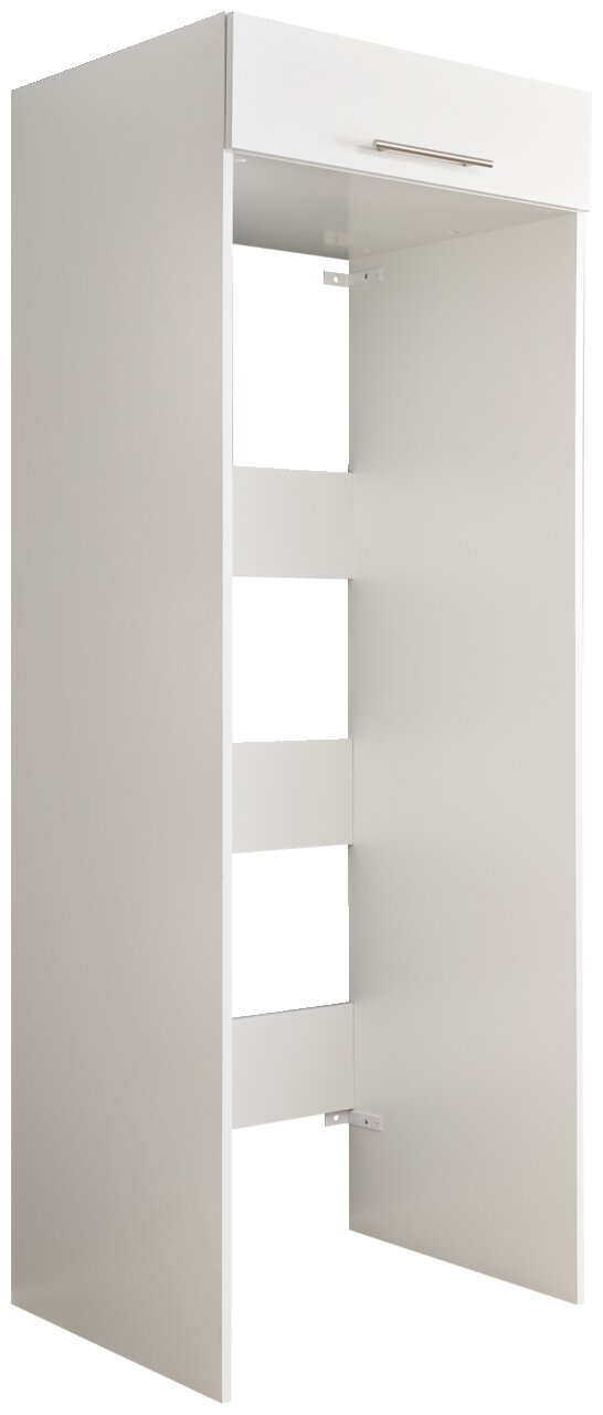XORA Doppel-Geräteschrank PRIMUS Doppel-Geräteschrank XORA Serie WASCHPUNKT in seitlicher Perspektive, mit offenem Design und einer Schublade oben.
