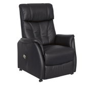 Schwarzer Fernsehsessel Cantus PORTLAND in Frontalansicht, mit hoher Rückenlehne und gepolsterten Armlehnen.