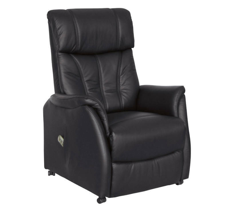 Schwarzer Fernsehsessel Cantus PORTLAND in Frontalansicht, mit hoher Rückenlehne und gepolsterten Armlehnen.