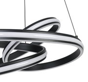 Moderne LED-Hängeleuchte mit verschlungenem Design, seitliche Perspektive