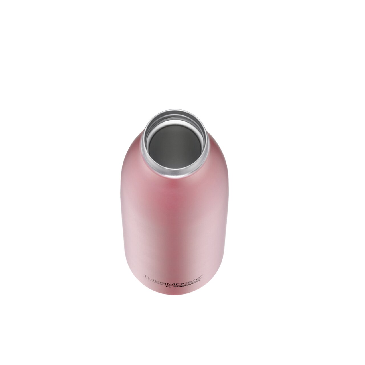 Roséfarbene Thermos Isolierflasche, 500 ml, von oben betrachtet.