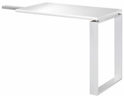 Weißer Anstelltisch XORA DIVINO mit modernem Design, seitliche Perspektive