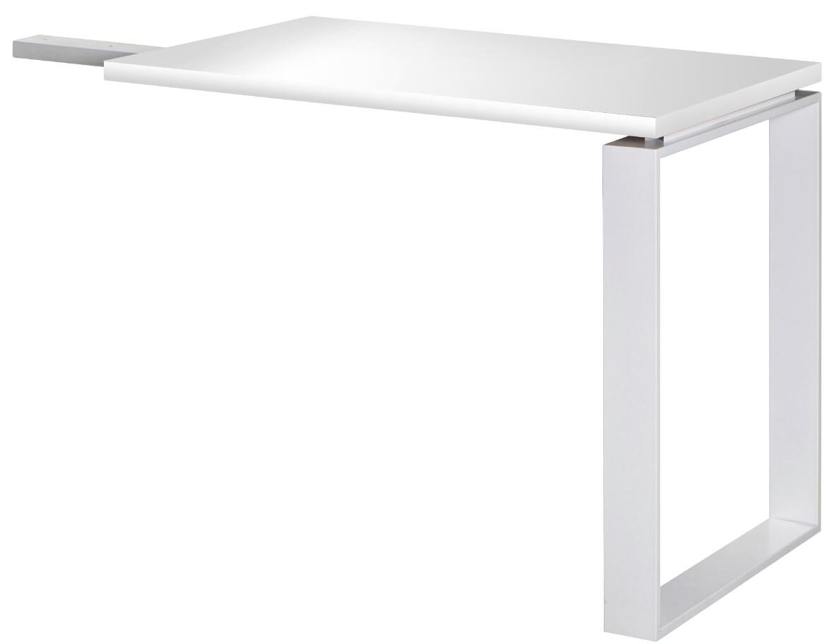 Weißer Anstelltisch XORA DIVINO mit modernem Design, seitliche Perspektive