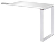 Weißer Anstelltisch XORA DIVINO mit modernem Design, seitliche Perspektive
