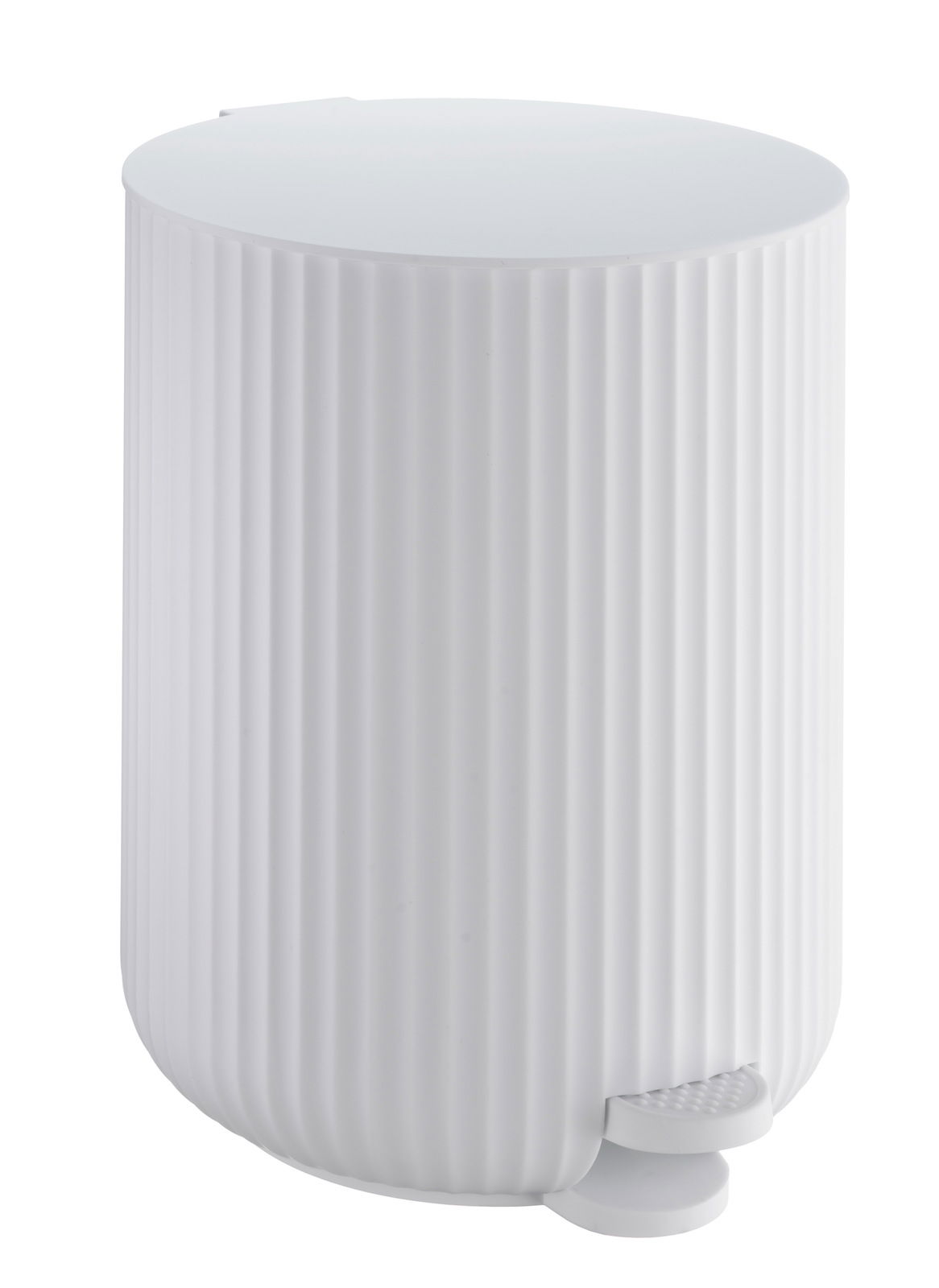 Weißer Kosmetikeimer mit 4 Litern Fassungsvermögen und Soft-Close-Funktion, seitliche Perspektive