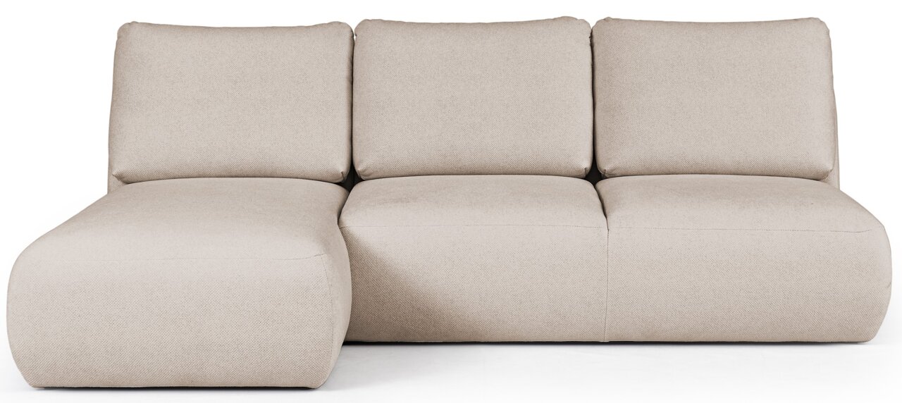 Beige Ecksofa mit drei Sitzplätzen, linke Perspektive