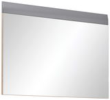Moderner rechteckiger Wandspiegel mit grauem Rahmen, seitliche Perspektive