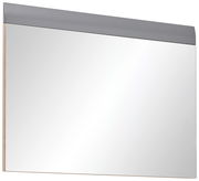 Moderner rechteckiger Wandspiegel mit grauem Rahmen, seitliche Perspektive