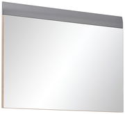 Moderner rechteckiger Wandspiegel mit grauem Rahmen, seitliche Perspektive