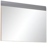 Moderner rechteckiger Wandspiegel mit grauem Rahmen, seitliche Perspektive