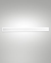 Moderne LED-Außenwandleuchte in rechteckiger Form, frontal abgebildet, mit gleichmäßiger Lichtverteilung.