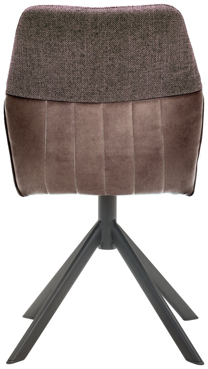 Valdera Stuhl CORDOBA Rückansicht eines modernen Stuhls mit gepolsterter Rückenlehne und vier Metallbeinen.