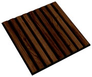 Dekoratives quadratisches Paneel mit Holzlatten, perspektivisch von oben betrachtet.