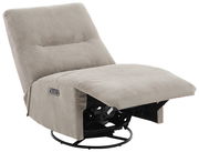 Beiger Relaxsessel mit verstellbarer Rückenlehne und Fußstütze, seitliche Ansicht