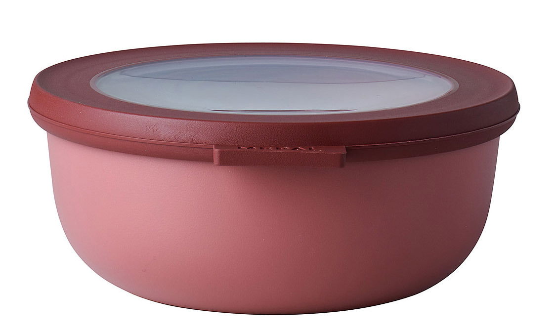 Mepal Multischüssel Vivid Mauve CIRQULA Runde, mauvefarbene Multischüssel mit transparentem Deckel, seitliche Perspektive