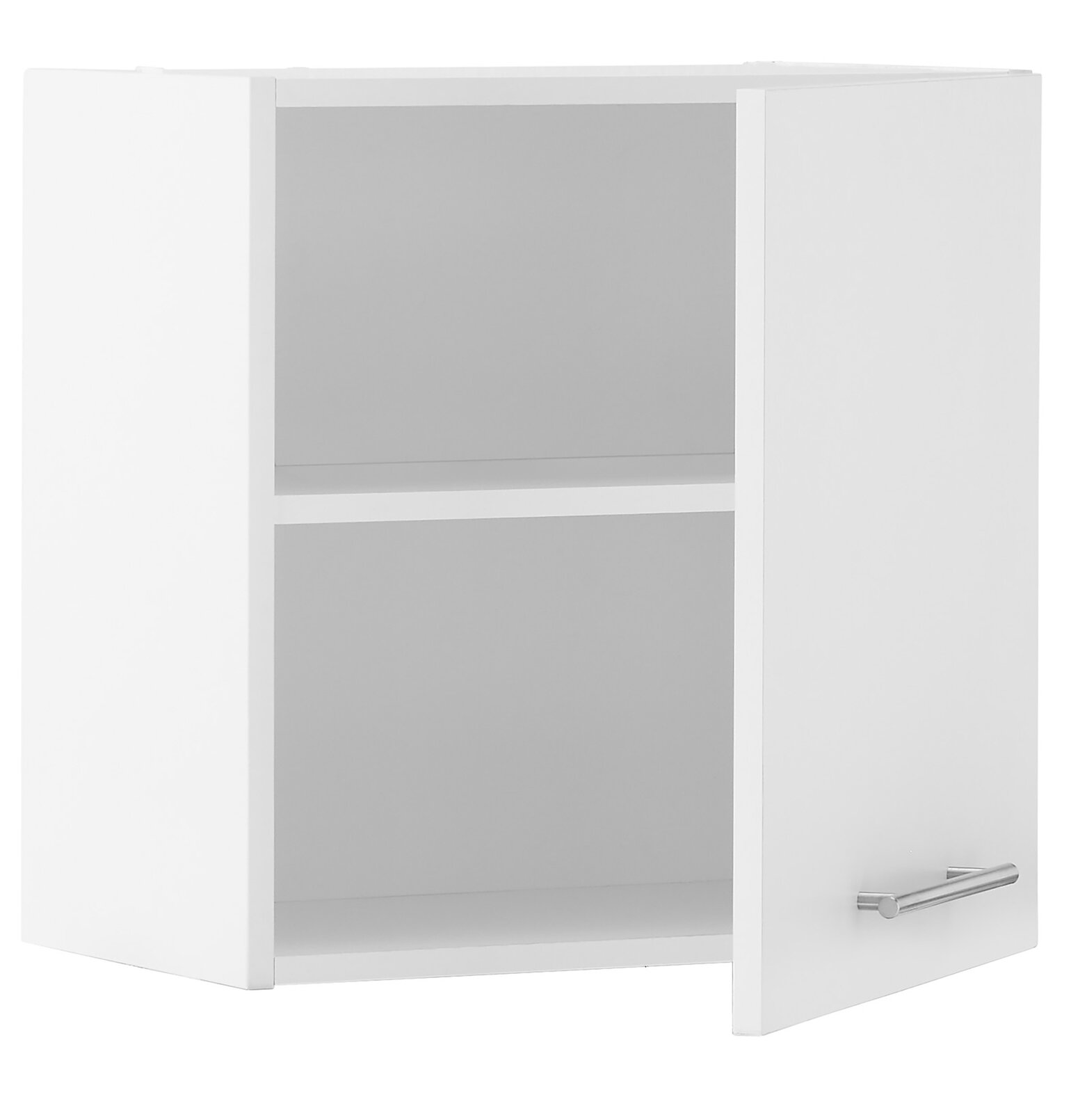 XORA Hängeschrank PRIMUS Weißer Hängeschrank mit einer offenen Tür, seitliche Perspektive