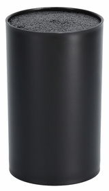 Schwarzer Messerblock mit Borsteneinsatz, zylindrische Form, Ansicht von vorne