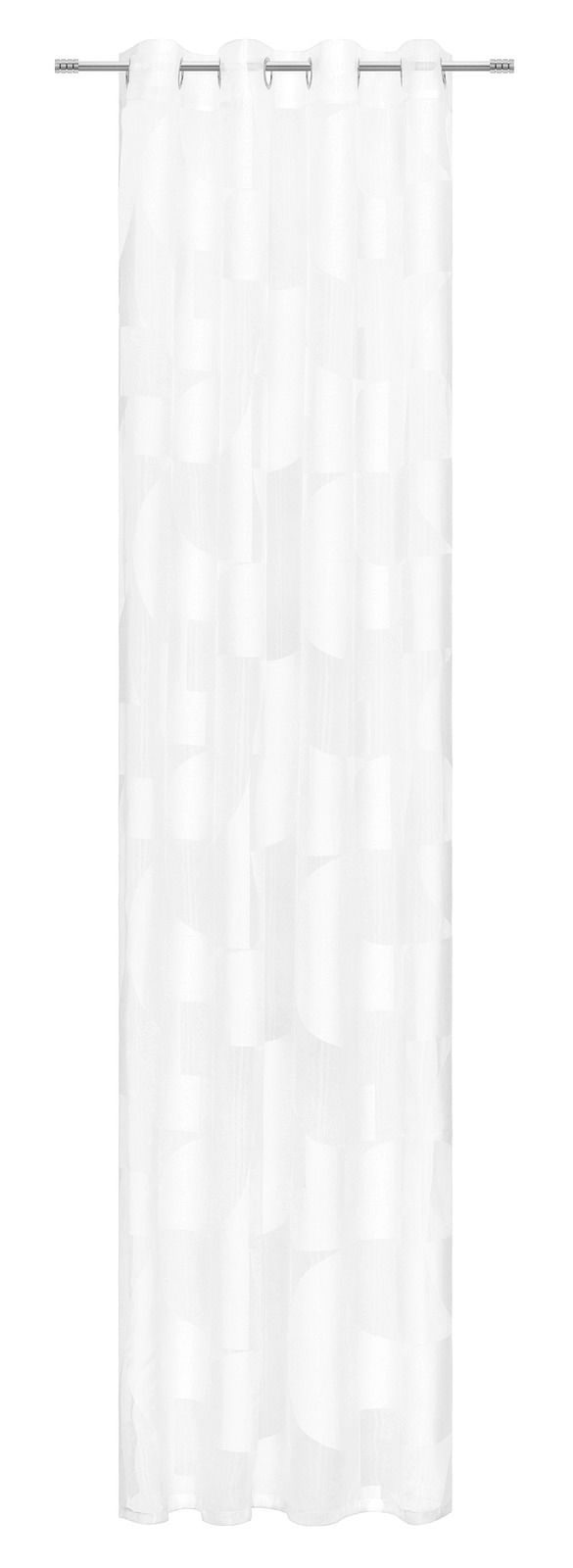 Weißer Ösenschal mit dezentem Muster, frontal aufgenommen