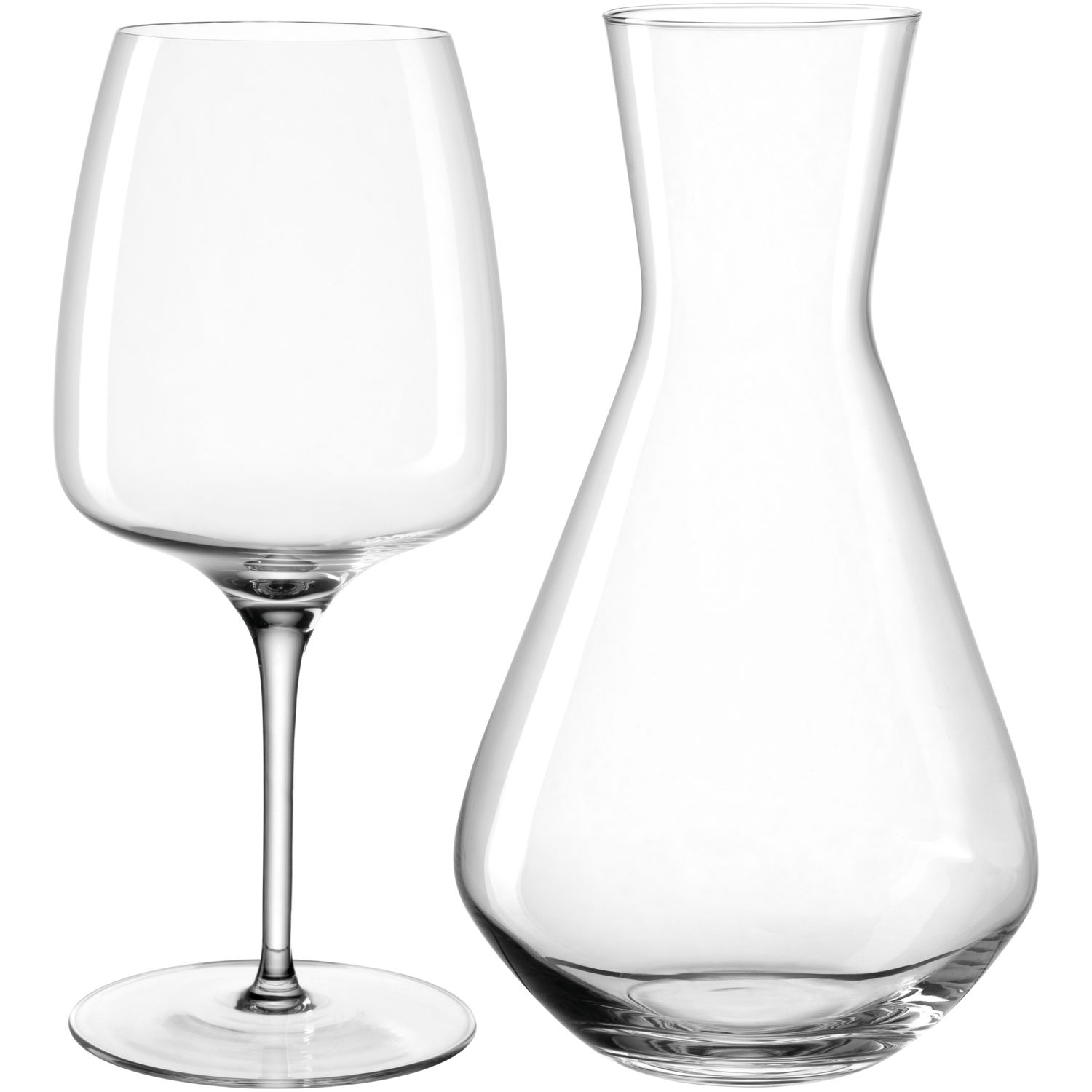 Leonardo GK/3tlg. Weinset CESTI Weinset bestehend aus einem Weinglas und einer Karaffe, seitliche Perspektive
