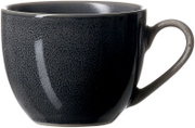 Schwarze Espressoobertasse mit 90ml Fassungsvermögen, seitliche Perspektive