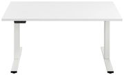 Weißer E-Schreibtisch der Serie EFLEX von Voleo, frontal betrachtet mit elektronischer Steuerung.