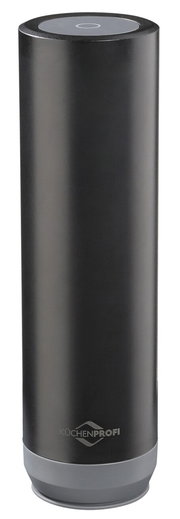 Zylindrisches, schwarzes Vakuumiergerät von KÜCHENPROFI, frontal abgebildet.