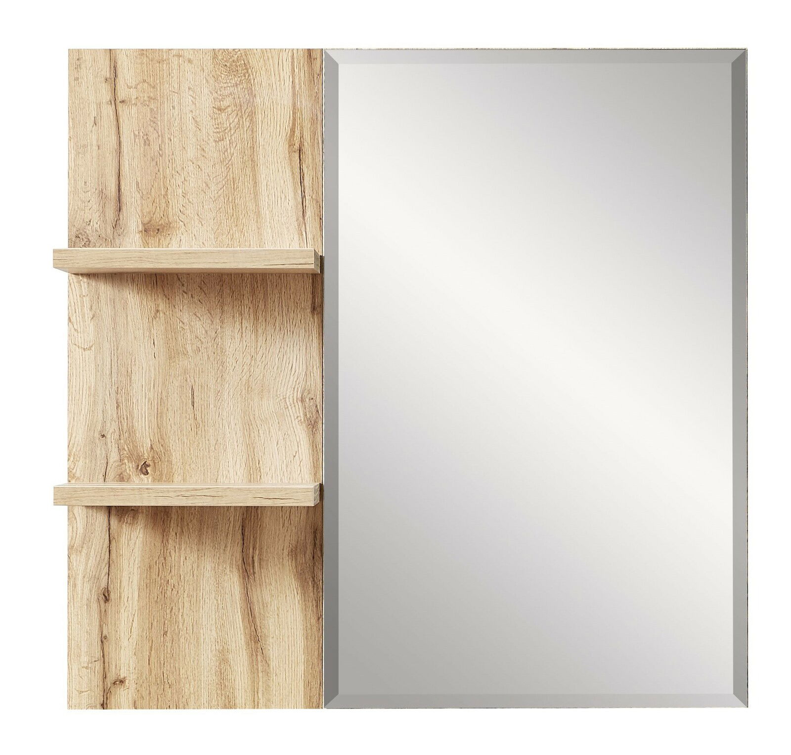 Garderoben-Set mit Holzoptik und integriertem Spiegel, frontal betrachtet