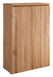 Hochwertiges Highboard aus Holz mit natürlicher Maserung, frontale Perspektive