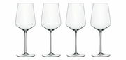 Vier elegante Weißweingläser im Set, frontal abgebildet.