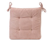 Roze zitkussen 40x40x4 cm met gestructureerd oppervlak en twee strikken, vooraanzicht