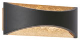 Moderne Wandleuchte Rio in Schwarz und Gold mit seitlicher Perspektive
