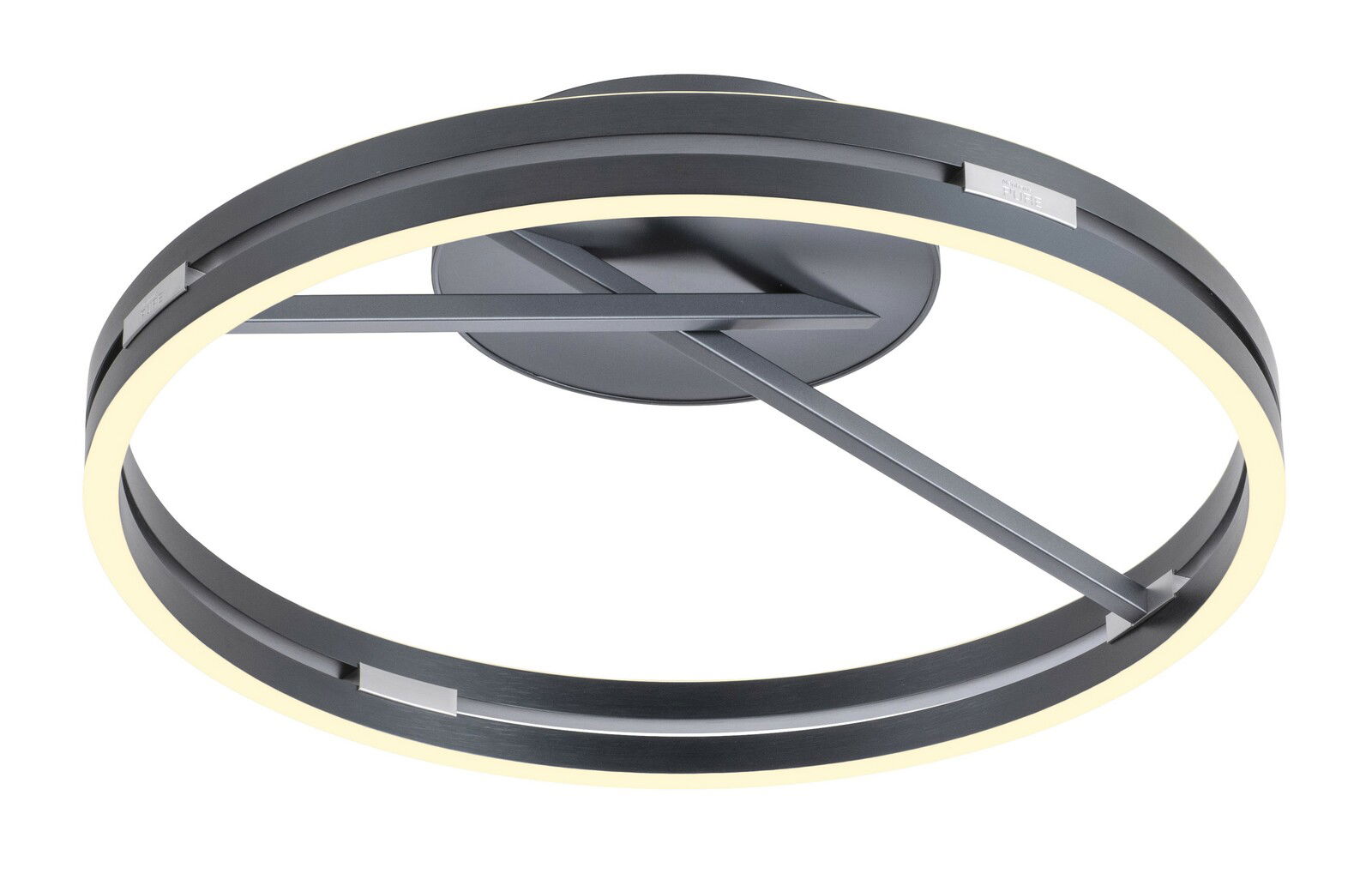 Moderne Deckenleuchte PURE Loop von Paul Neuhaus in schwarzem Design, seitliche Perspektive