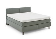 Boxspringbett BX 180/200 in grauem Stoffbezug, seitliche Perspektive