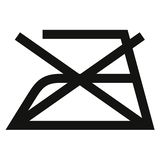 Symbol für nicht bügeln, schwarze Linien auf weißem Hintergrund, Frontalansicht