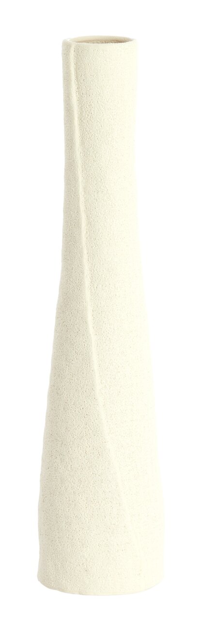 Light&Living Vaas SETIMMO 45 cm Een crèmekleurige vaas in staand formaat met een gestructureerd oppervlak, afgebeeld van voren.