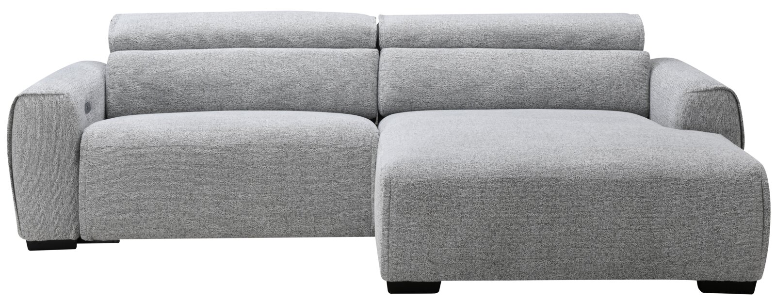 Graues Ecksofa ALEXANDRA mit rechter Rundecke, Vorderansicht