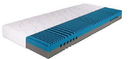 Kaltschaummatratze 100x200 mit sichtbarem Schaumstoffkern, seitliche Perspektive