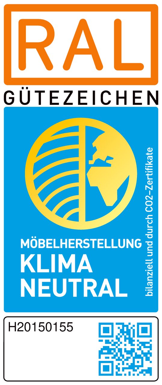 RAL Gütezeichen für klimaneutrale Möbelherstellung, Vorderansicht