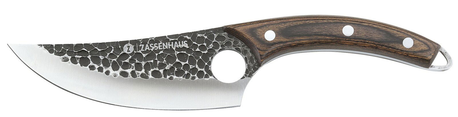 Kochmesser RANGER 15 cm mit gehämmerter Klinge und Holzgriff, Seitenansicht